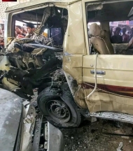 السيارة بعد استهدافها بالعبوة الناسفة